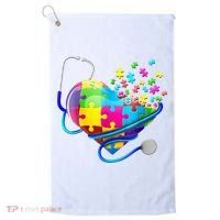 Autism Awareness Nurse Heart Golf Towel thumb 0