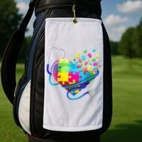 Autism Awareness Nurse Heart Golf Towel thumb 2