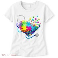 Autism Awareness Nurse Heart Women's T-Shirt thumb 0