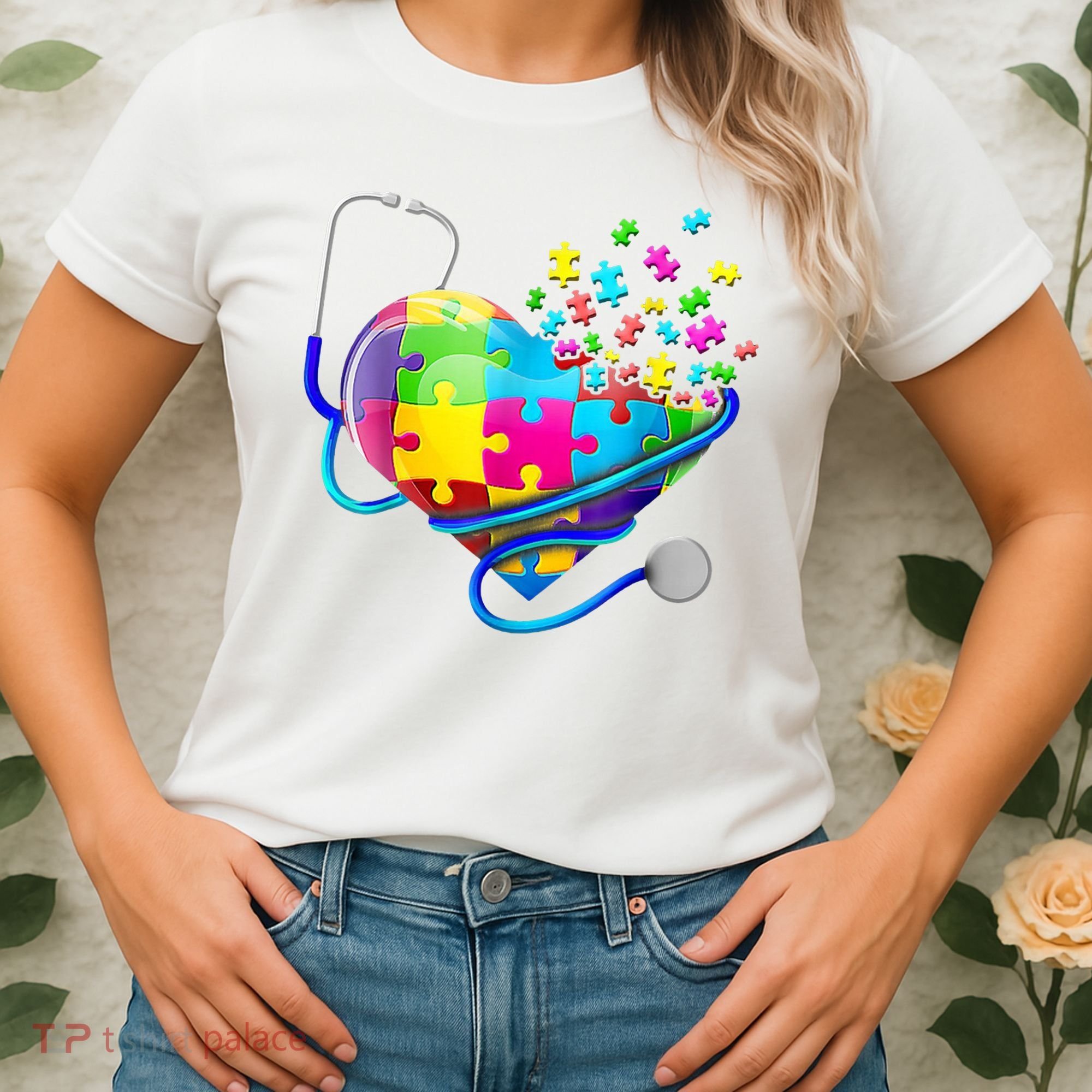 Autism Awareness Nurse Heart Women's T-Shirt