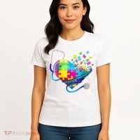 Autism Awareness Nurse Heart Women's T-Shirt thumb 4