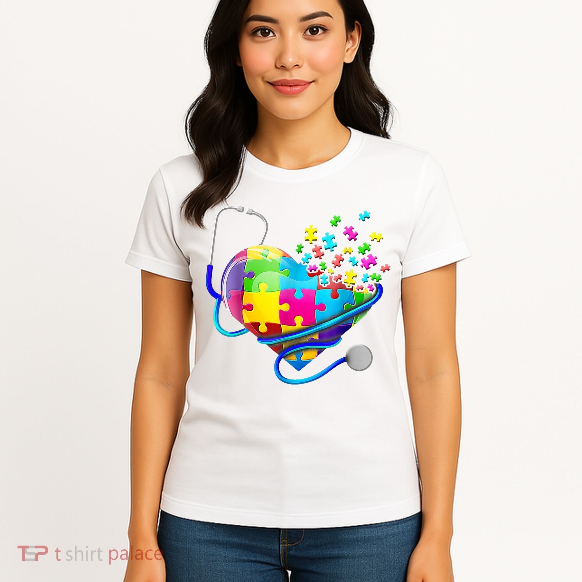 Autism Awareness Nurse Heart Women's T-Shirt