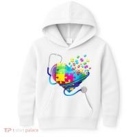 Autism Awareness Nurse Heart Kids Hoodie thumb 0