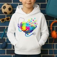 Autism Awareness Nurse Heart Kids Hoodie thumb 2