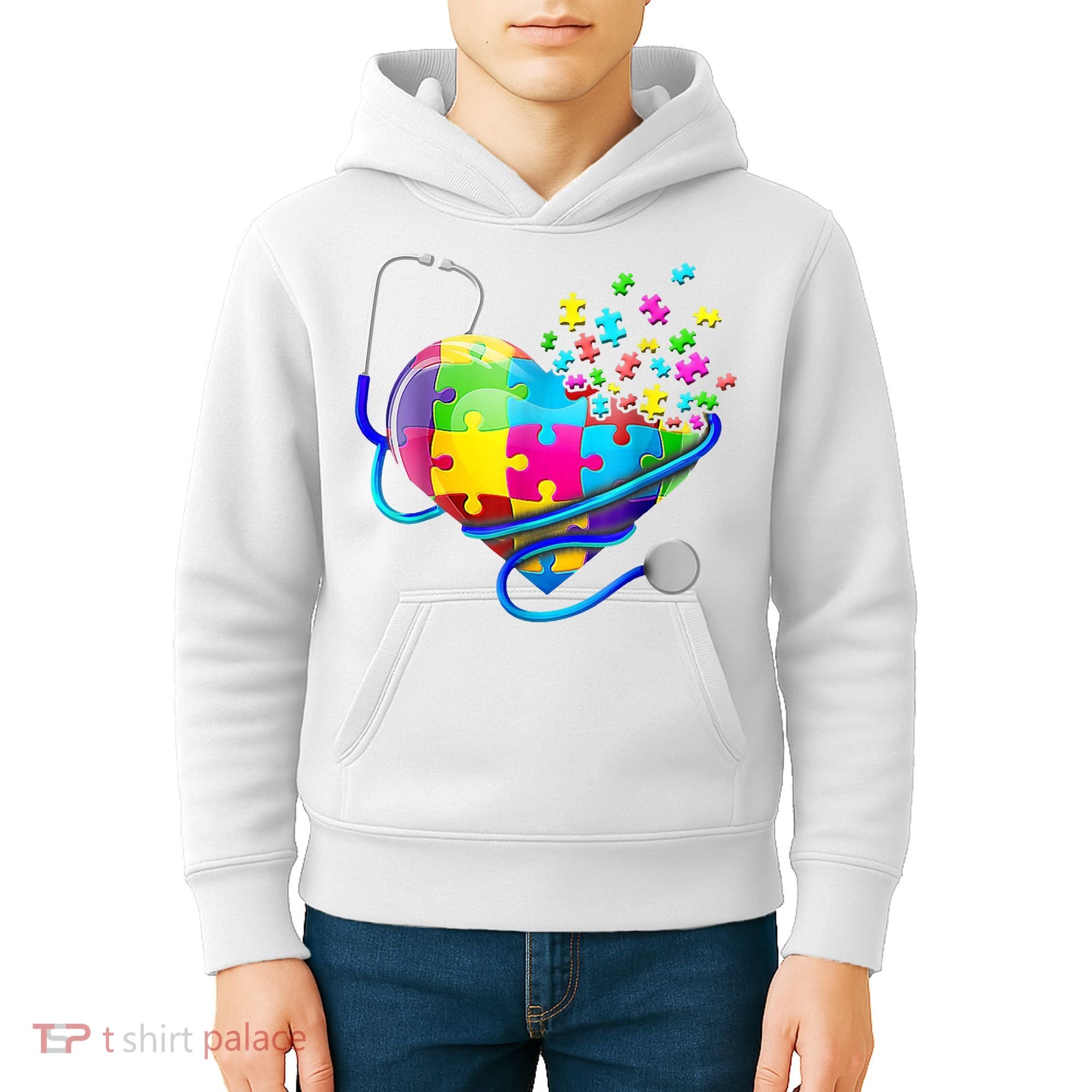 Autism Awareness Nurse Heart Kids Hoodie