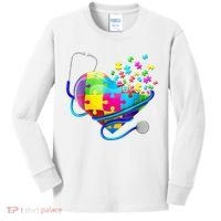 Autism Awareness Nurse Heart Kids Long Sleeve Shirt thumb 0