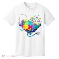 Autism Awareness Nurse Heart Kids T-Shirt thumb 0