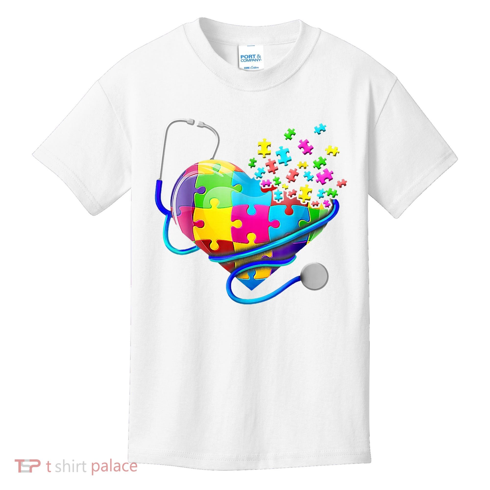 Autism Awareness Nurse Heart Kids T-Shirt