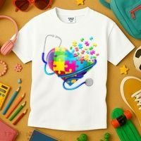 Autism Awareness Nurse Heart Kids T-Shirt thumb 3