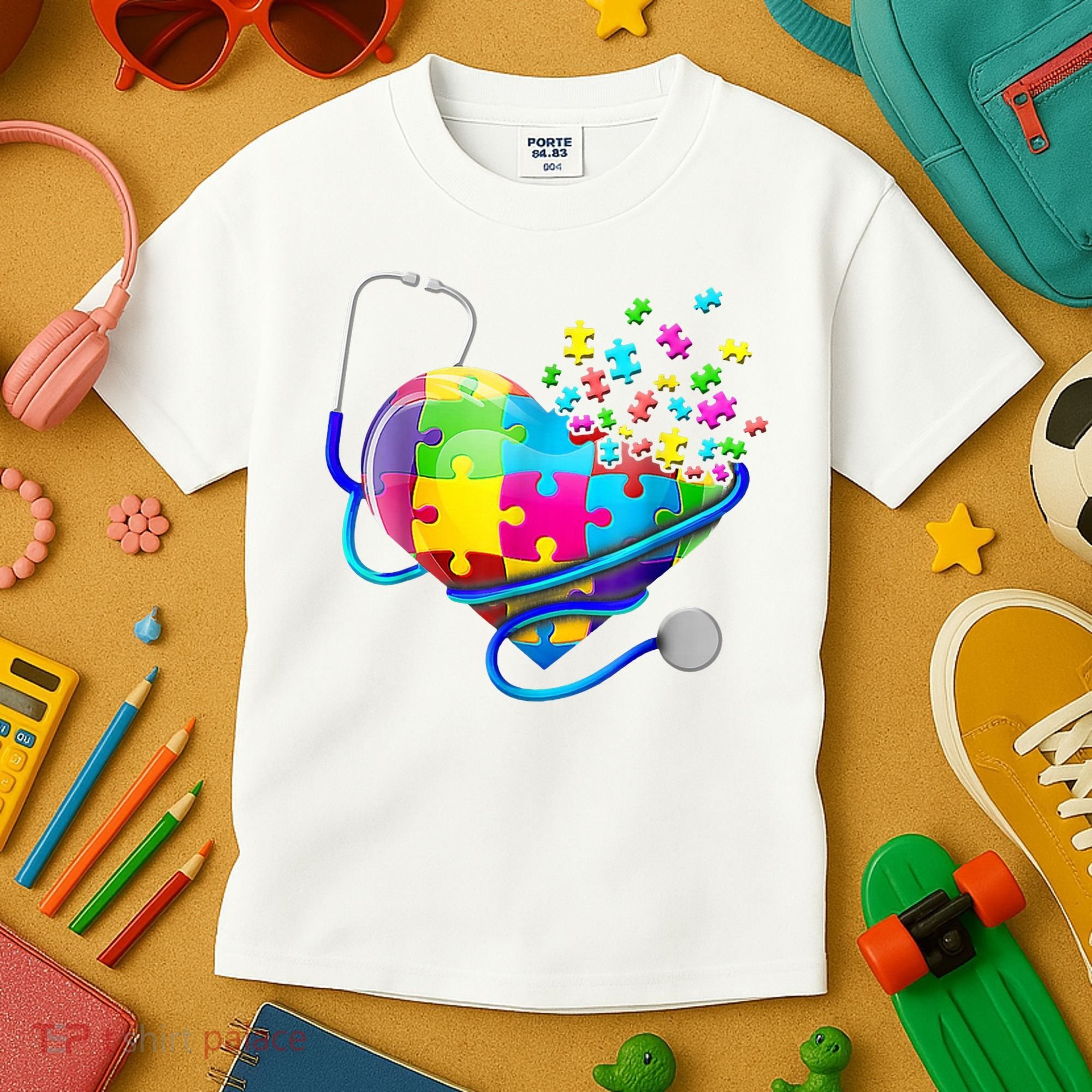 Autism Awareness Nurse Heart Kids T-Shirt
