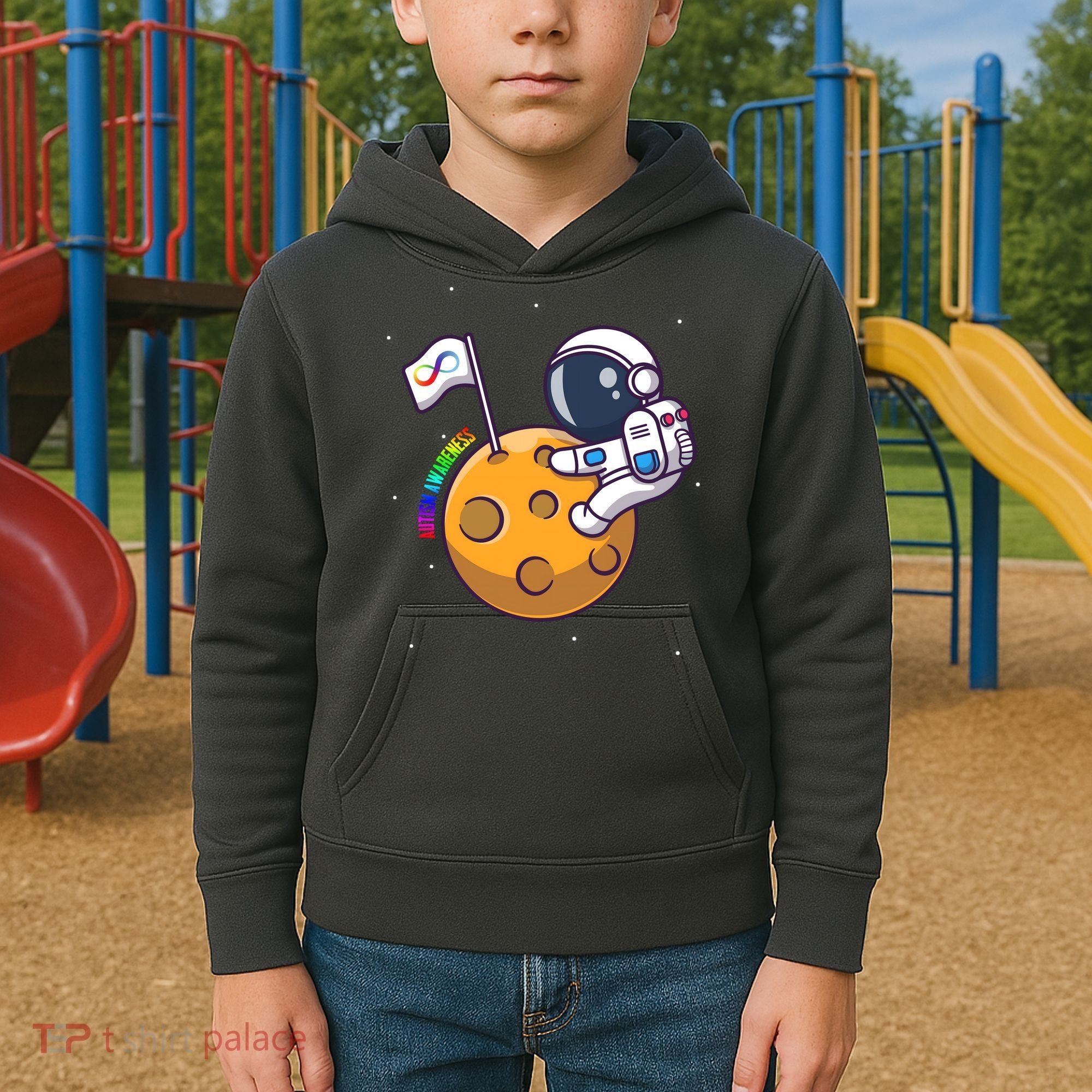 Autism Awareness Neurodiversity Astronaut Kids Hoodie