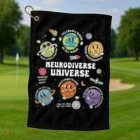 Autism Awareness Neurodiverse Universe Neurodiversity Golf Towel thumb 1