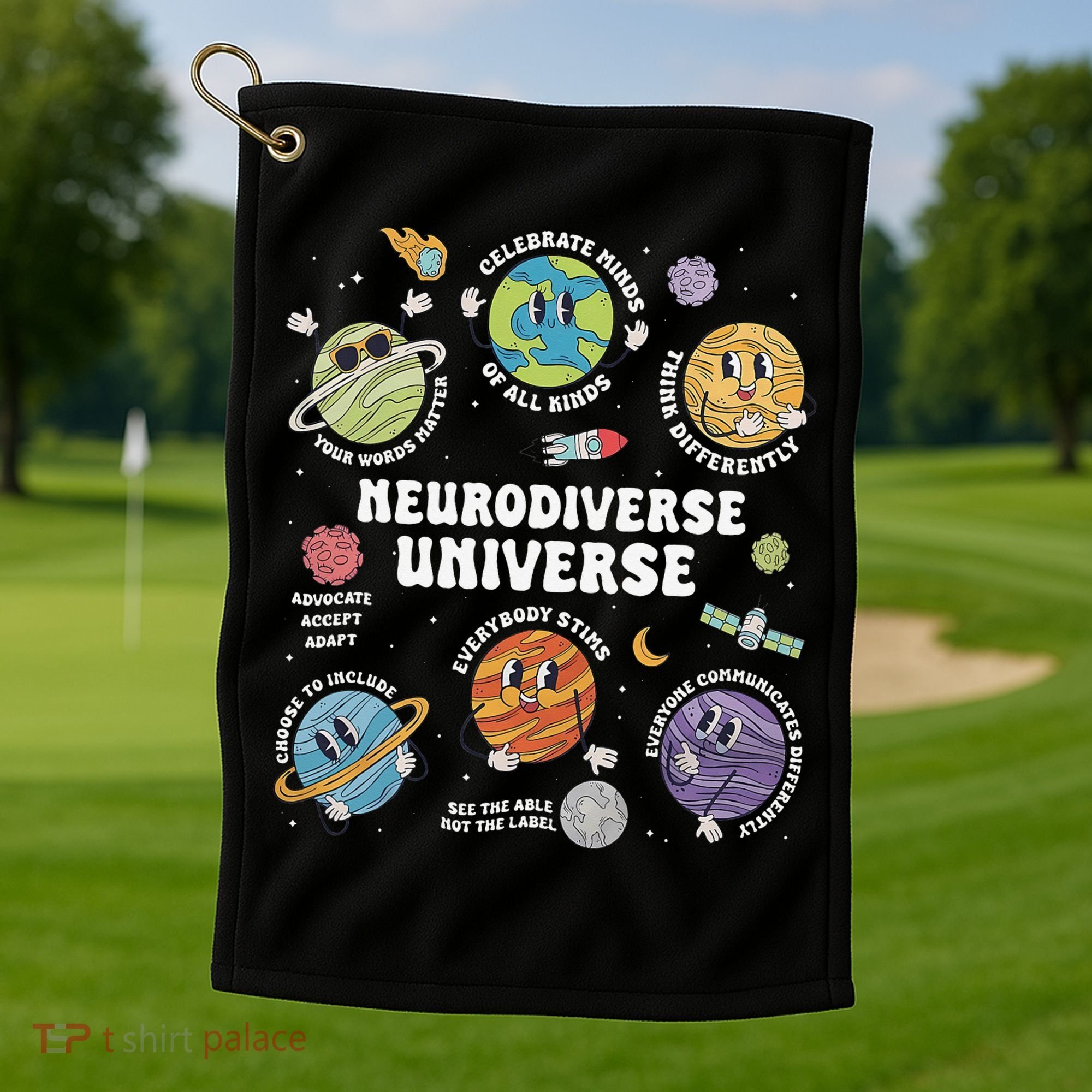 Autism Awareness Neurodiverse Universe Neurodiversity Golf Towel
