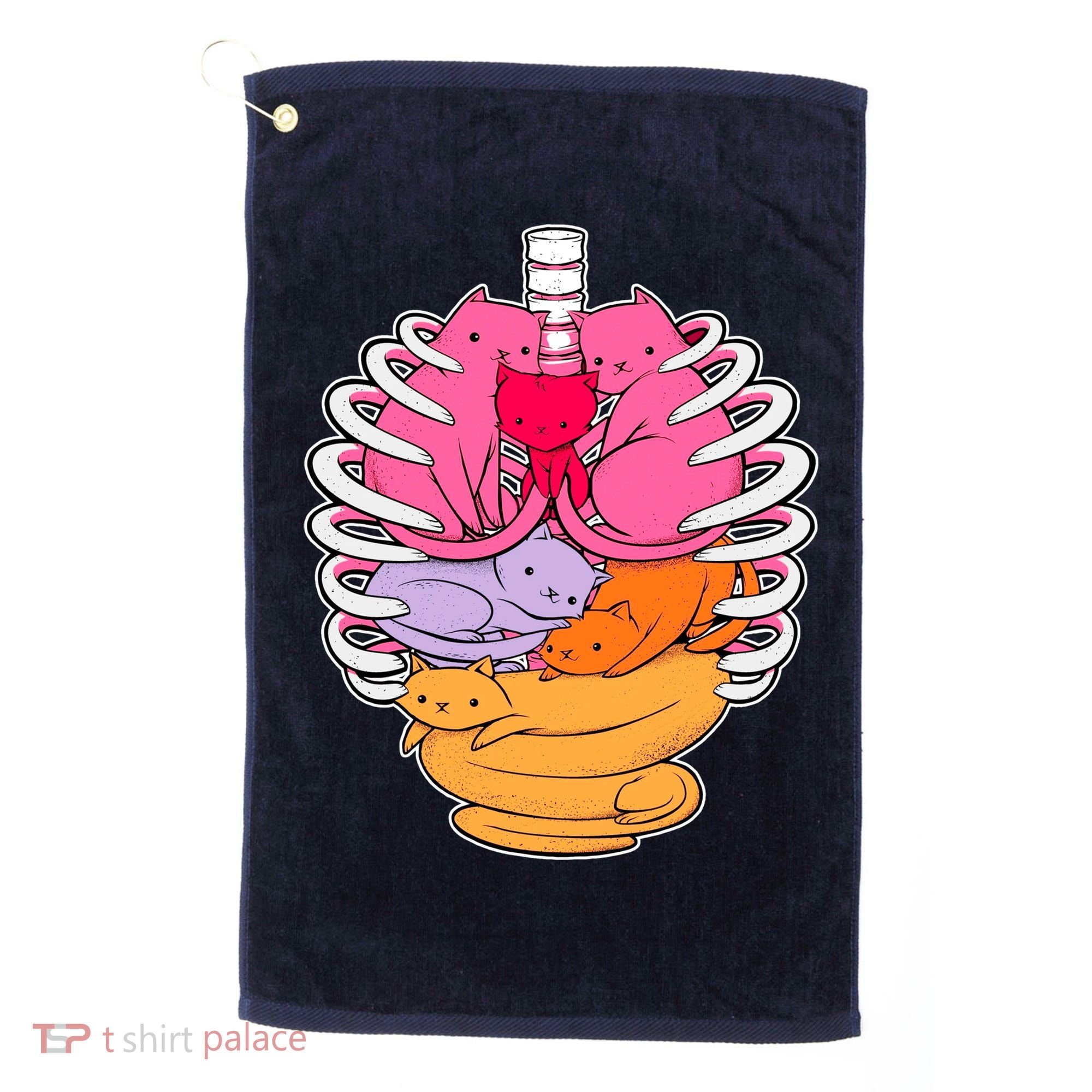 Aanatomicat Cat Chest Skeleton Golf Towel
