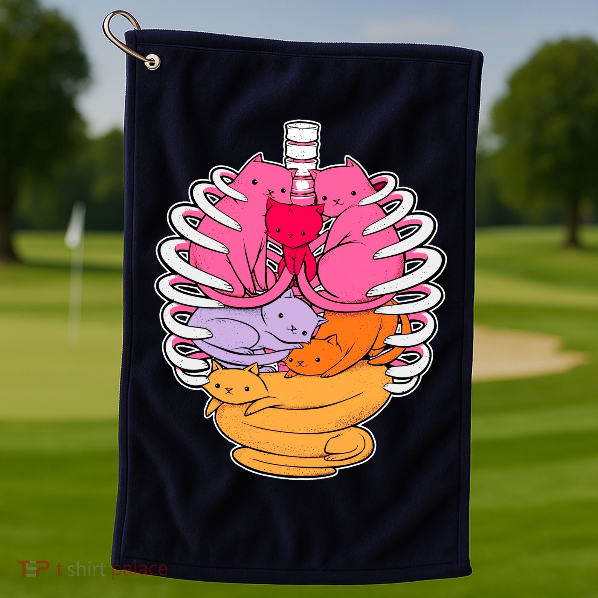 Aanatomicat Cat Chest Skeleton Golf Towel