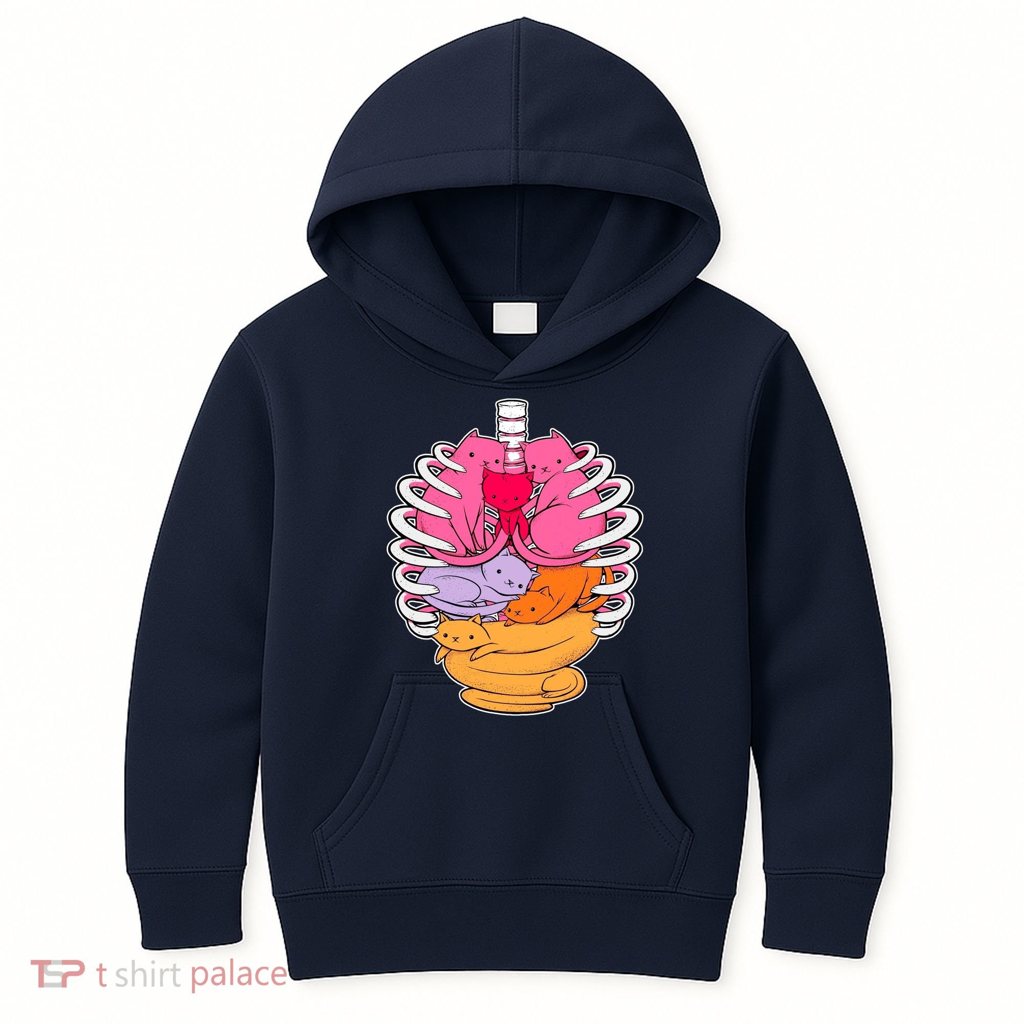 Aanatomicat Cat Chest Skeleton Kids Hoodie