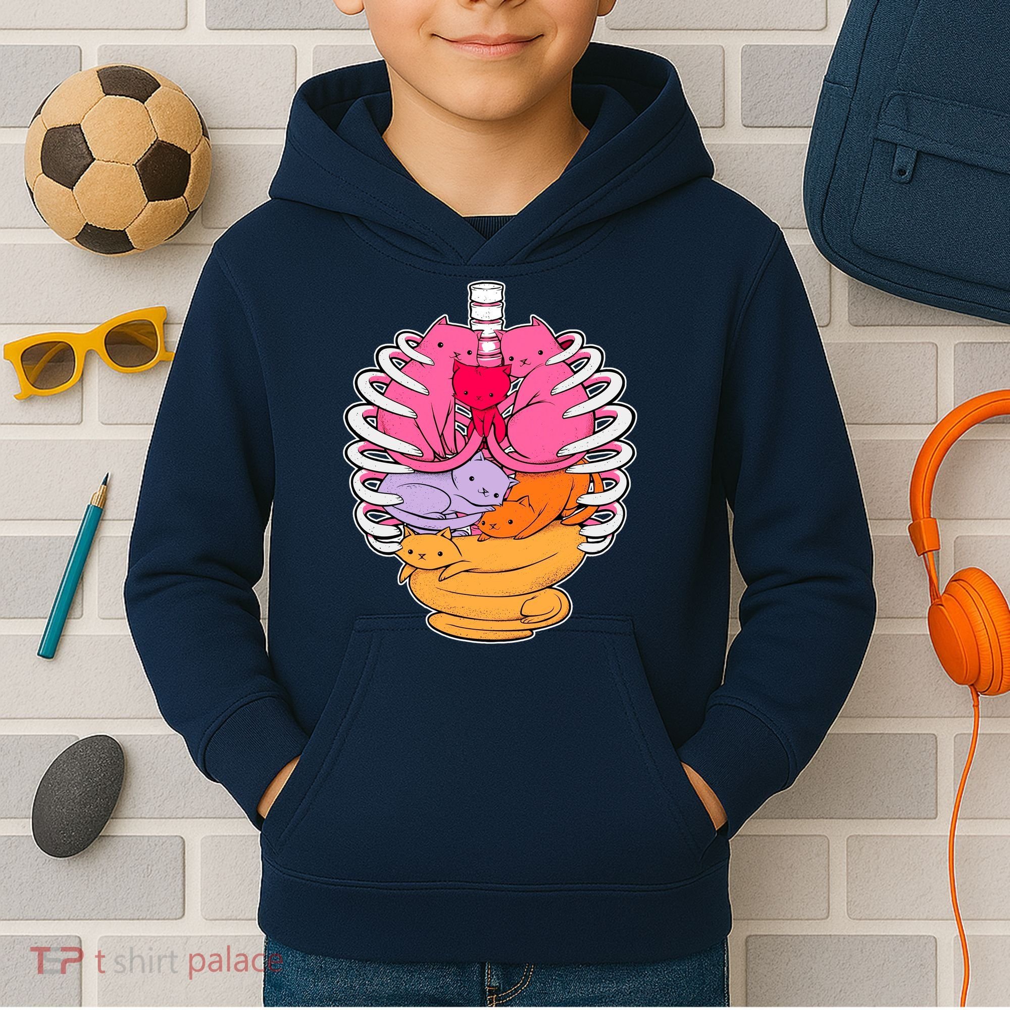 Aanatomicat Cat Chest Skeleton Kids Hoodie