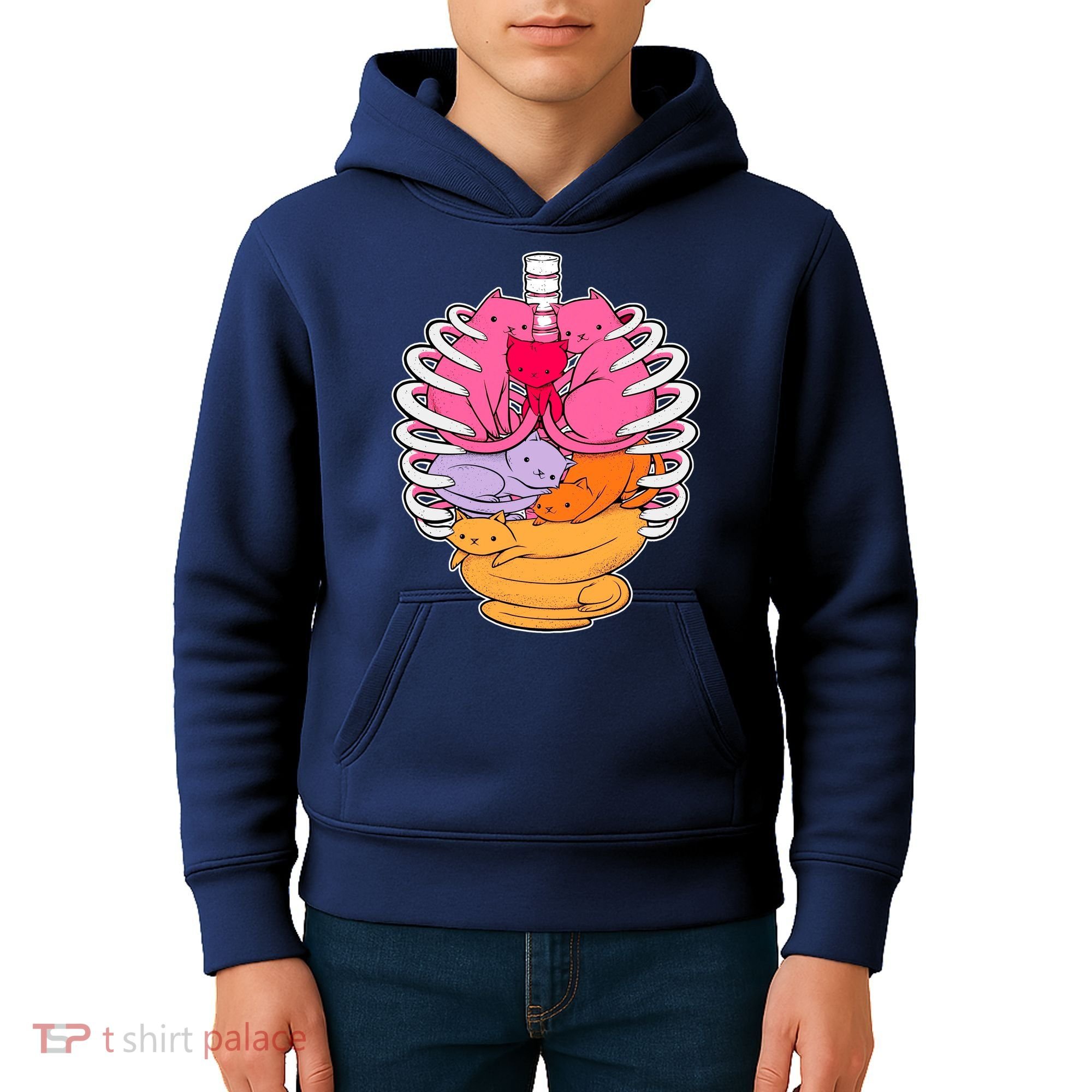 Aanatomicat Cat Chest Skeleton Kids Hoodie