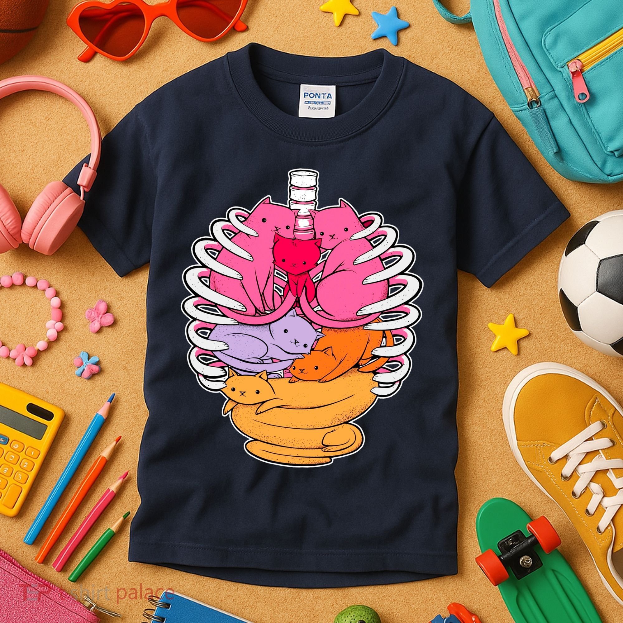 Aanatomicat Cat Chest Skeleton Kids T-Shirt