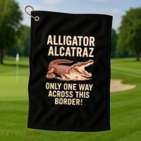Alligator Alcatraz One Way Across This Border Golf Towel thumb 1