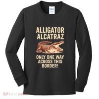 Alligator Alcatraz One Way Across This Border Kids Long Sleeve Shirt thumb 0