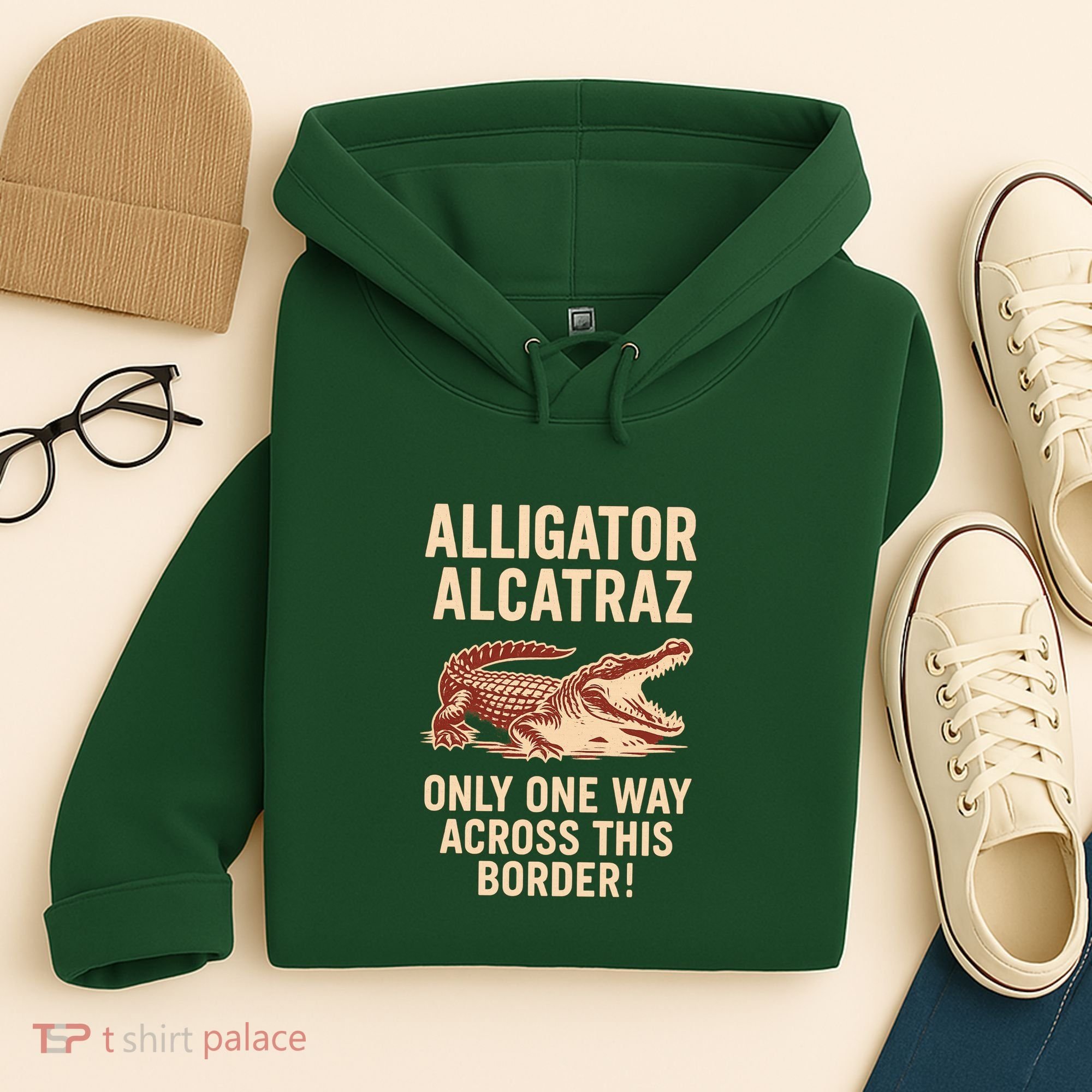 Alligator Alcatraz One Way Across This Border Hoodie