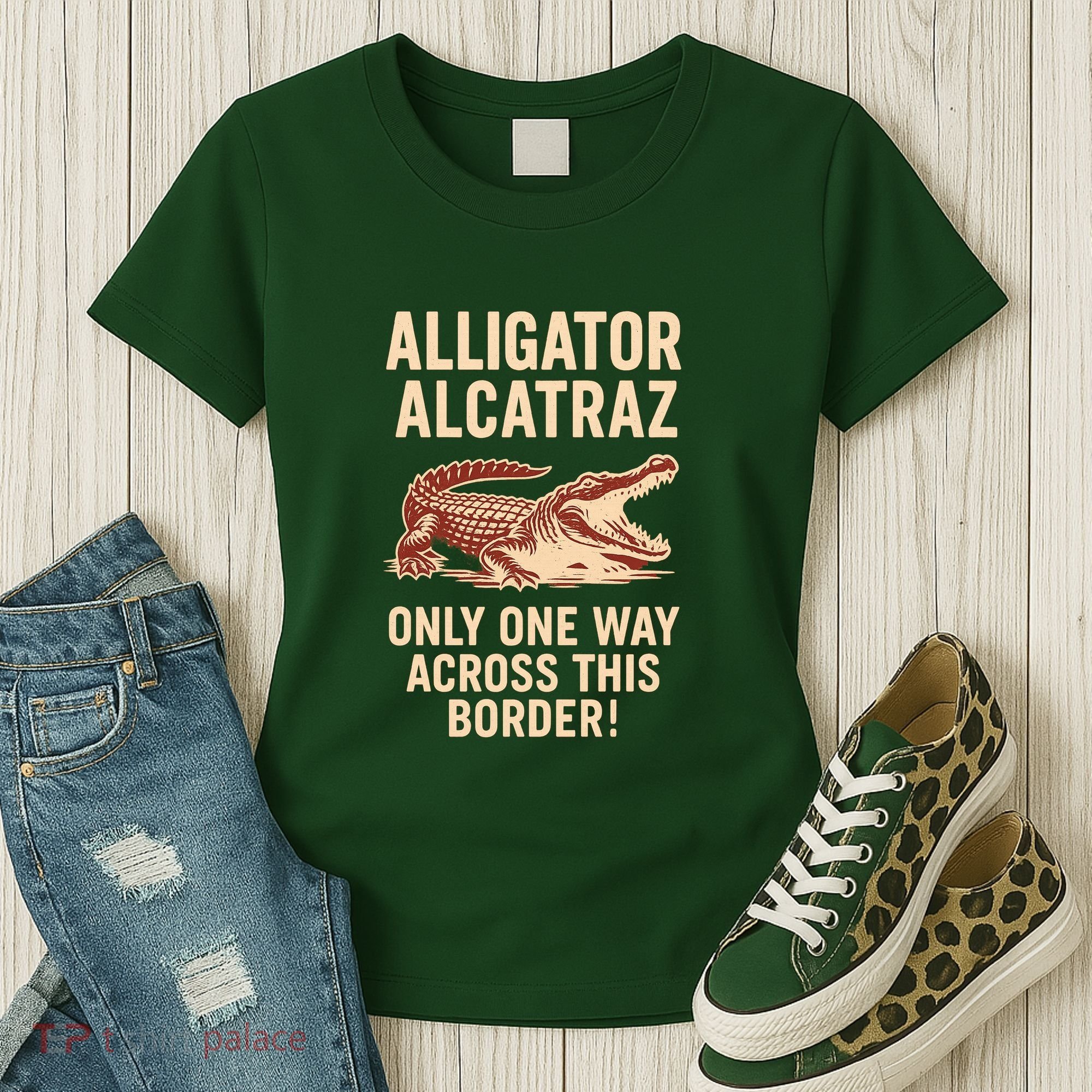 Alligator Alcatraz One Way Across This Border Women's T-Shirt