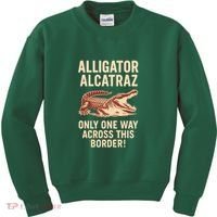 Alligator Alcatraz One Way Across This Border Kids Sweatshirt thumb 0