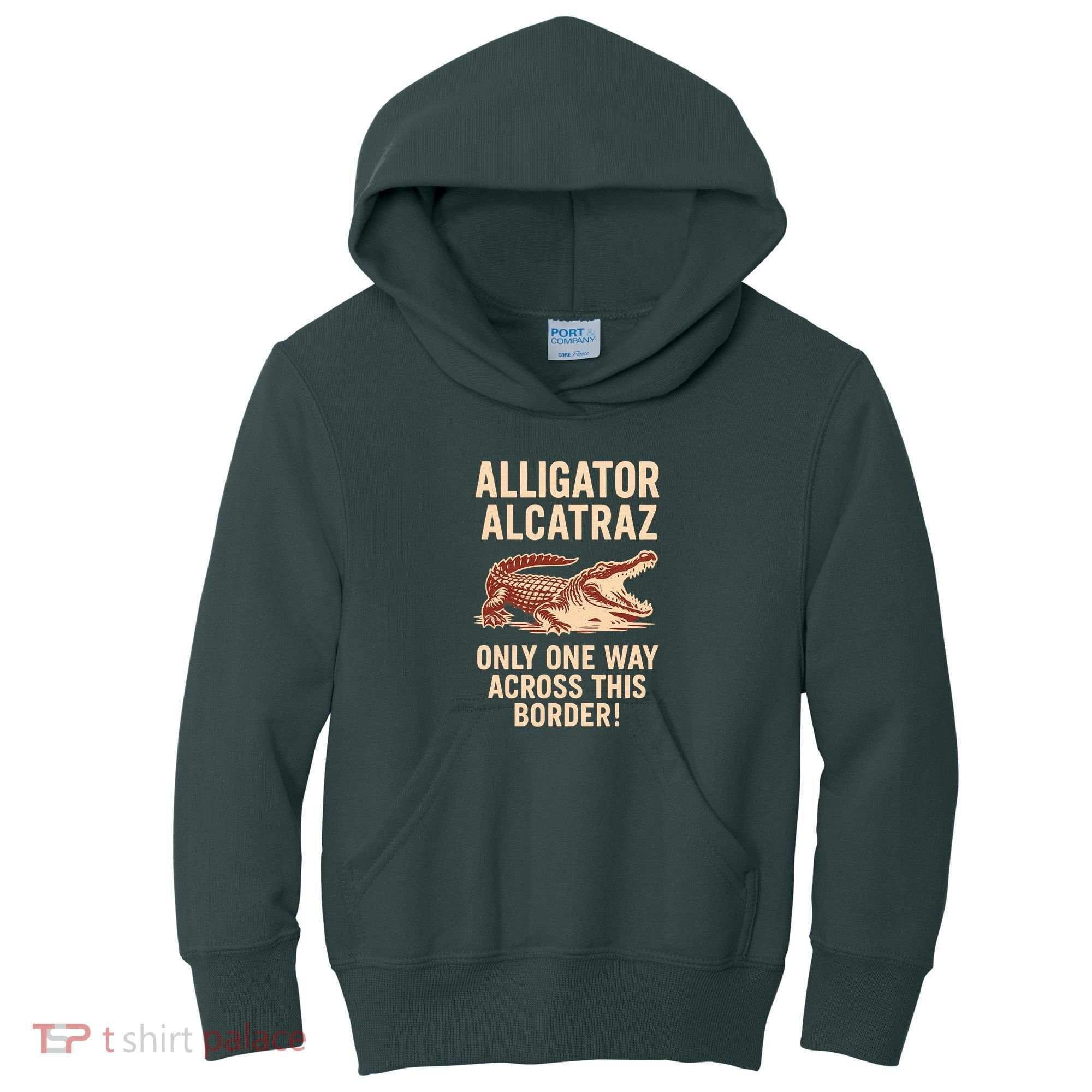 Alligator Alcatraz One Way Across This Border Kids Hoodie