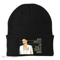 AOC Alexandria Ocasio Cortez Powerful Woman Quote Beanie thumb 0