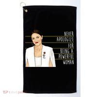 AOC Alexandria Ocasio Cortez Powerful Woman Quote Golf Towel thumb 0