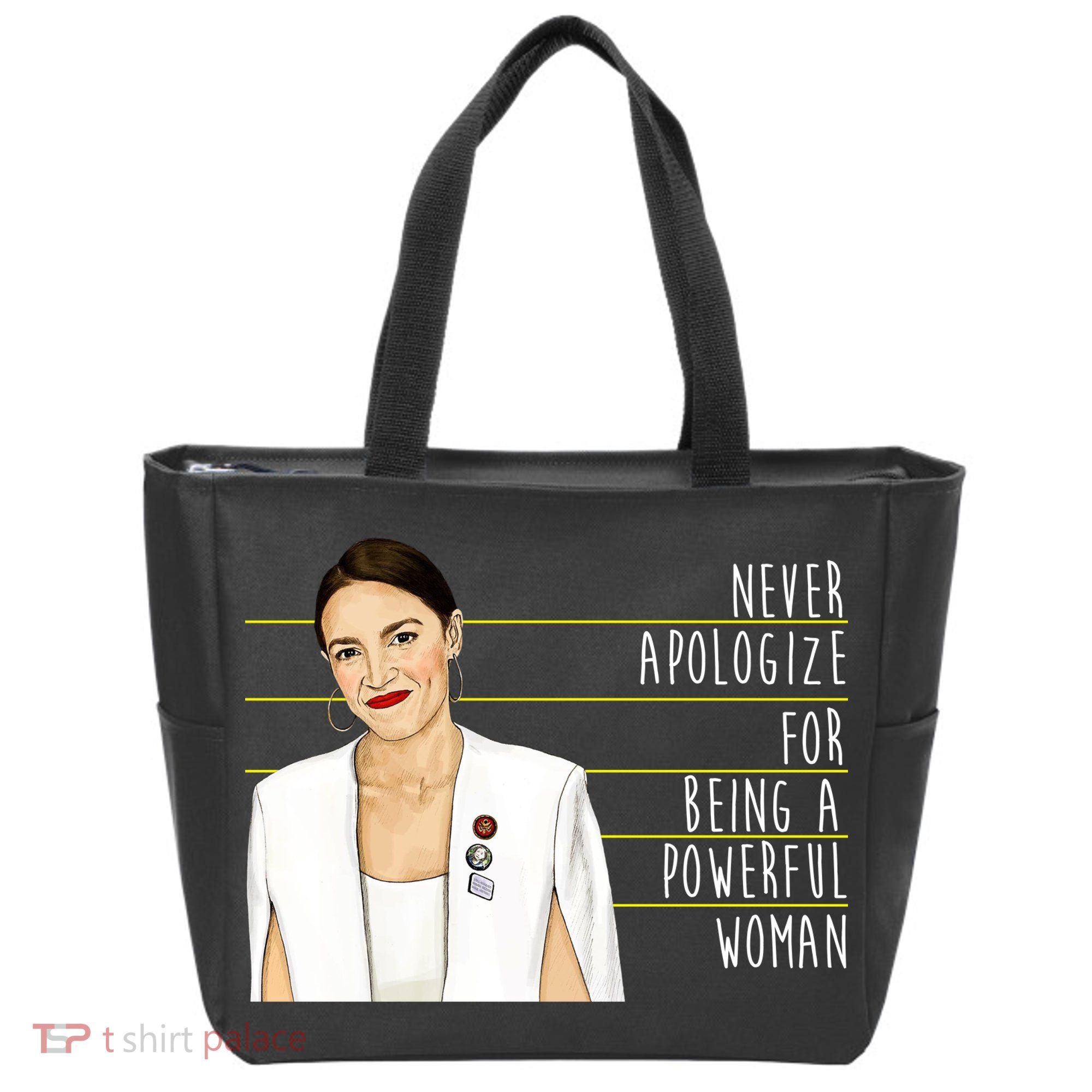AOC Alexandria Ocasio Cortez Powerful Woman Quote Tote Bag