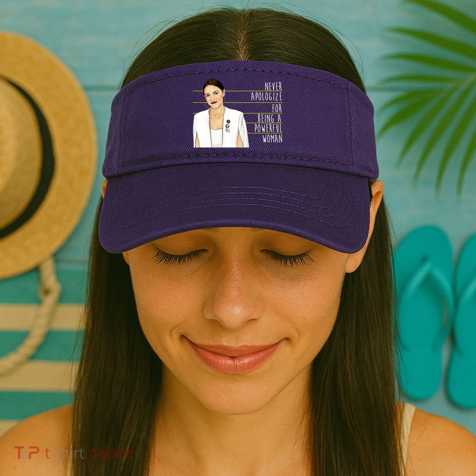 AOC Alexandria Ocasio Cortez Powerful Woman Quote Visor