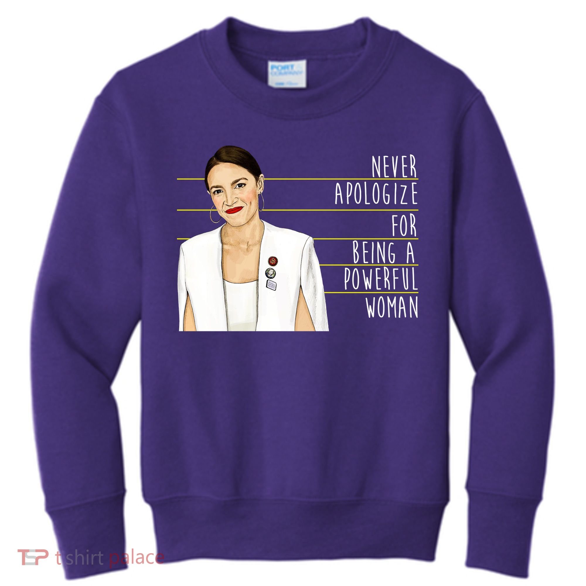 AOC Alexandria Ocasio Cortez Powerful Woman Quote Kids Sweatshirt