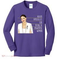 AOC Alexandria Ocasio Cortez Powerful Woman Quote Kids Long Sleeve Shirt thumb 0