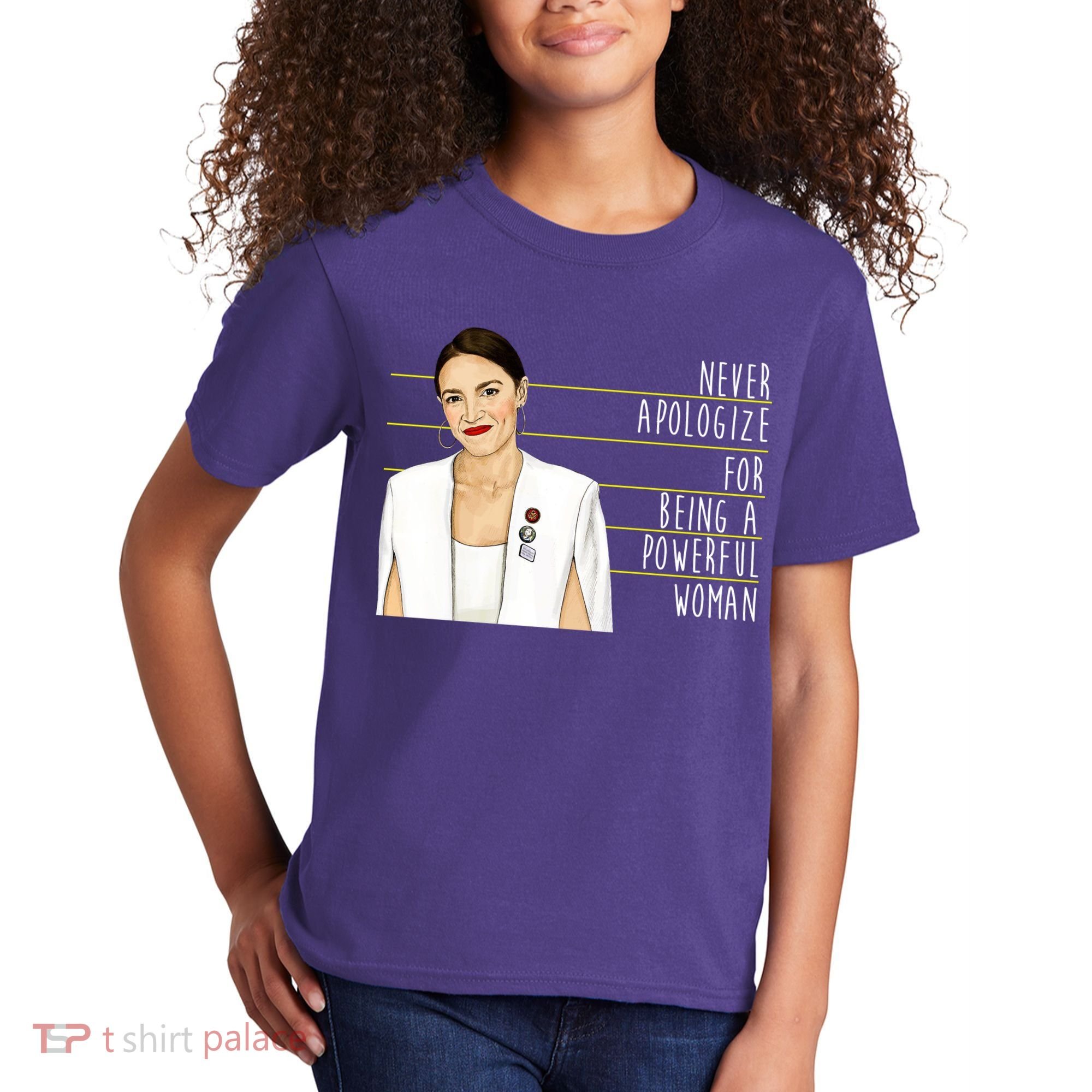 AOC Alexandria Ocasio Cortez Powerful Woman Quote Kids T-Shirt