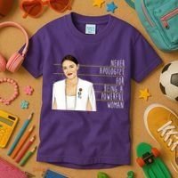 AOC Alexandria Ocasio Cortez Powerful Woman Quote Kids T-Shirt thumb 3