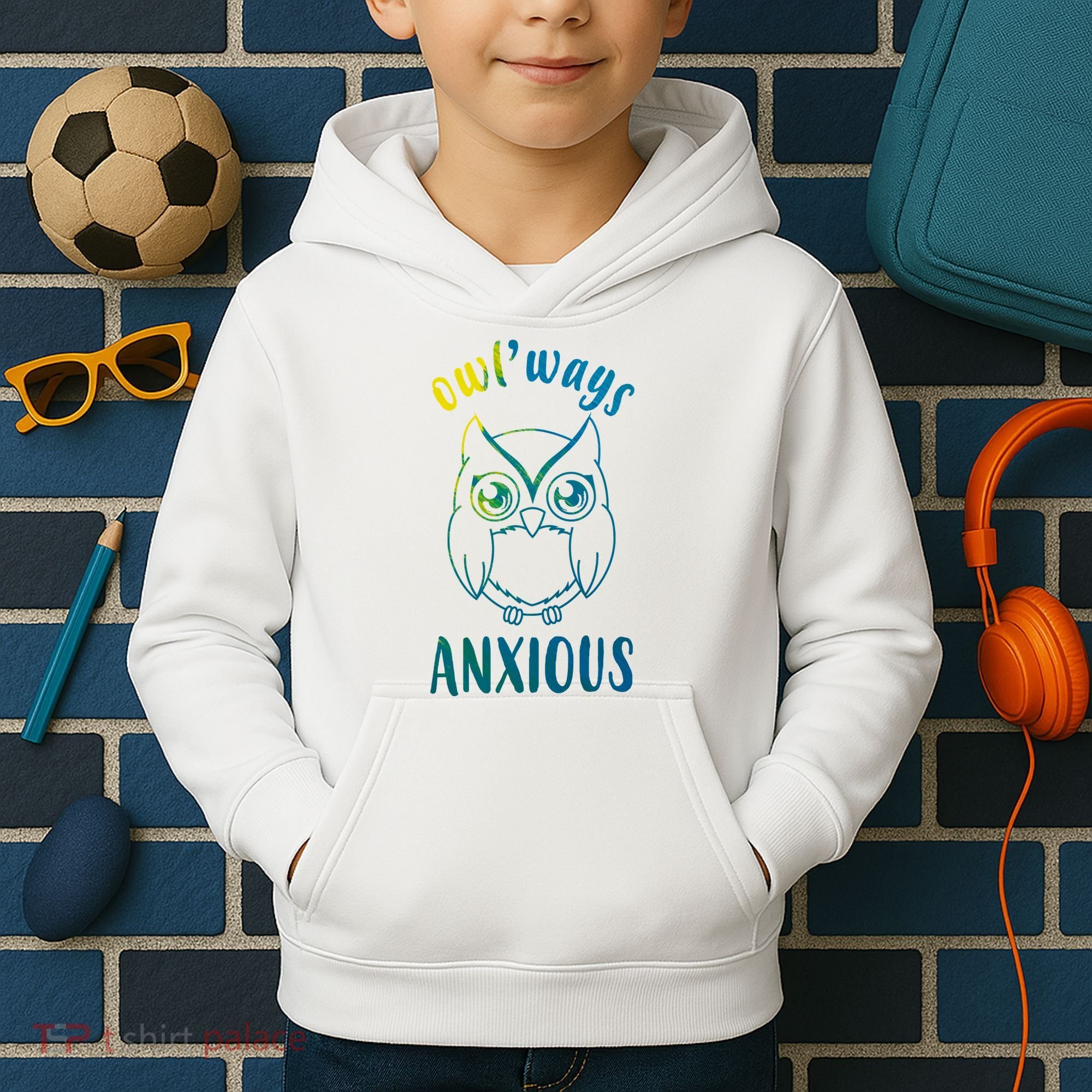 Always Anxious Owl Funny Kids Hoodie