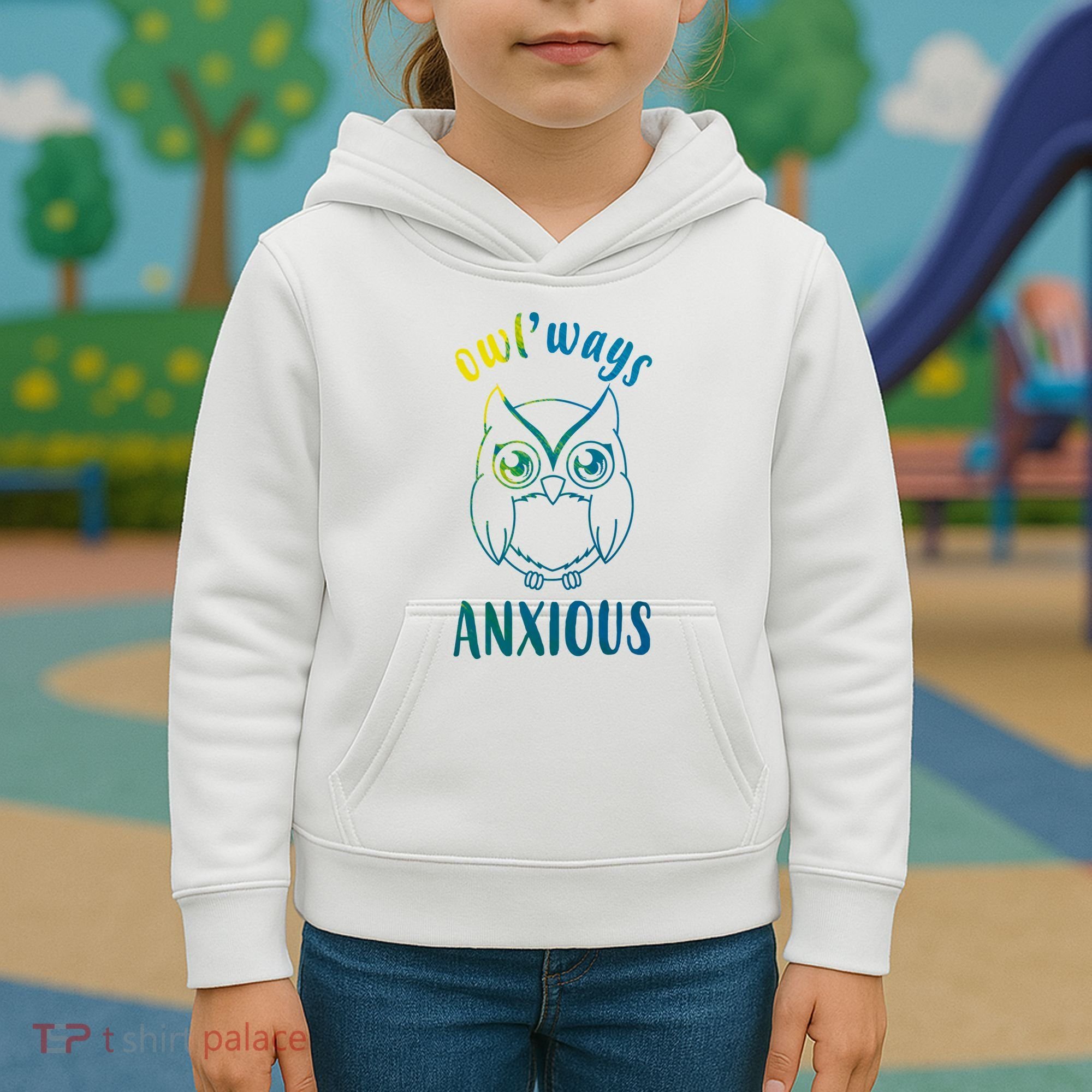 Always Anxious Owl Funny Kids Hoodie