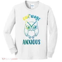 Always Anxious Owl Funny Kids Long Sleeve Shirt thumb 0
