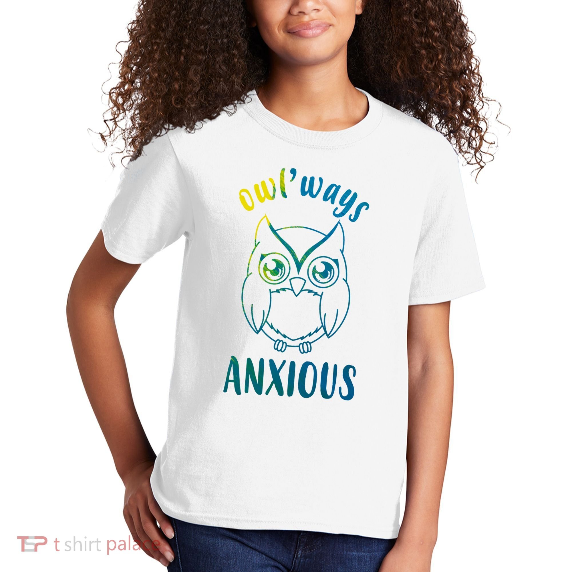 Always Anxious Owl Funny Kids T-Shirt