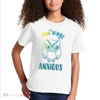Always Anxious Owl Funny Kids T-Shirt thumb 2