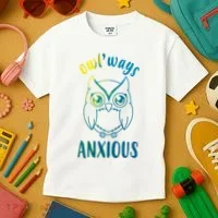 Always Anxious Owl Funny Kids T-Shirt thumb 3