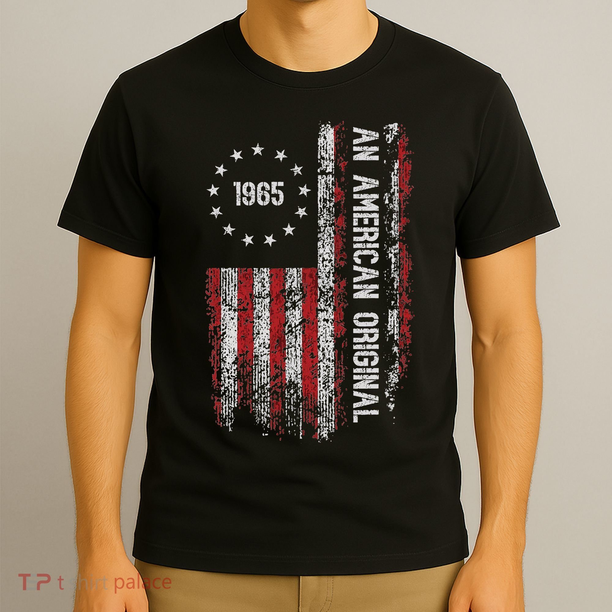 An American Original 1965 Birthday Vintage American Flag T-Shirt