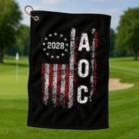AOC Alexandria Ocasio Cortez 2028 For President Election Golf Towel thumb 1