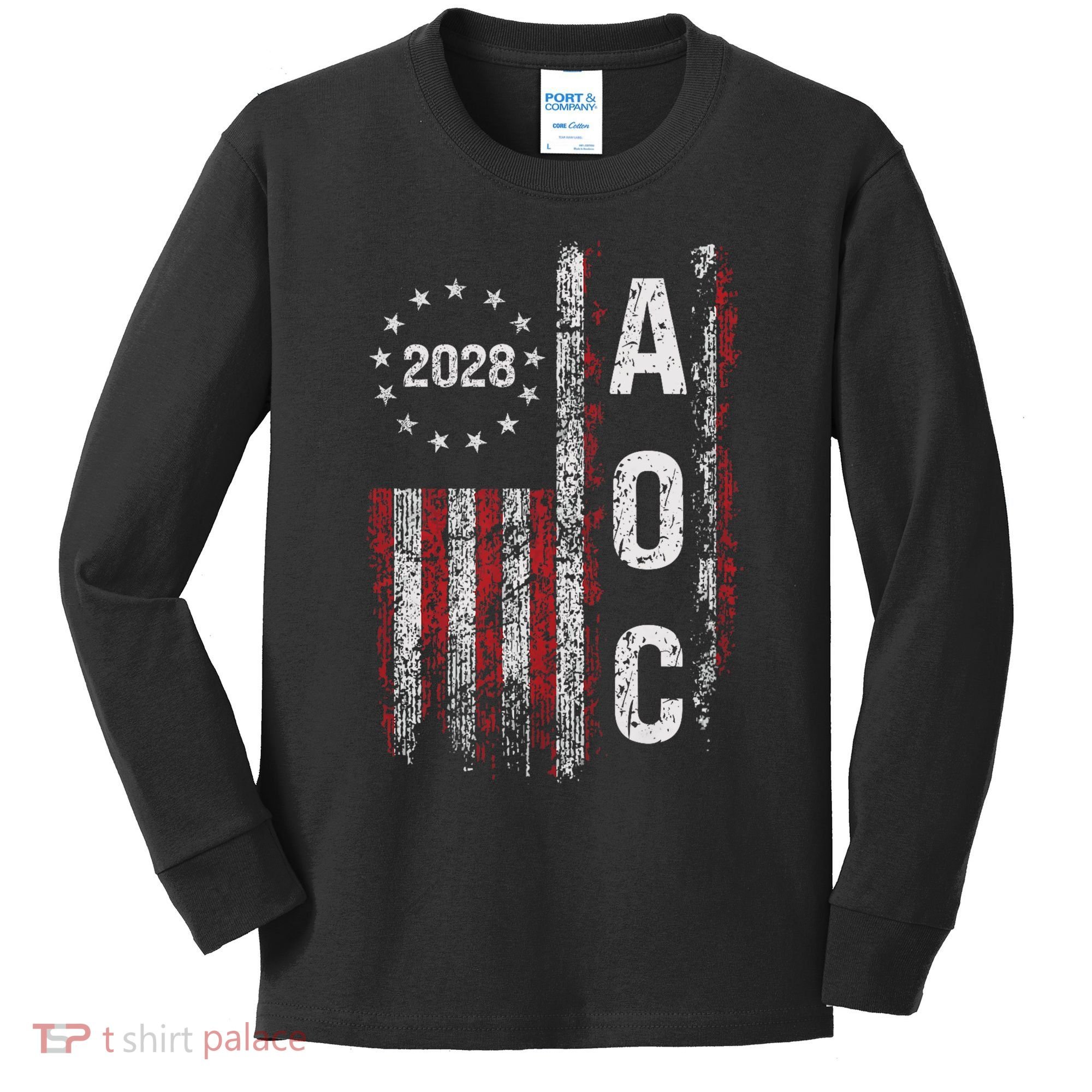 AOC Alexandria Ocasio Cortez 2028 For President Election Kids Long Sleeve Shirt