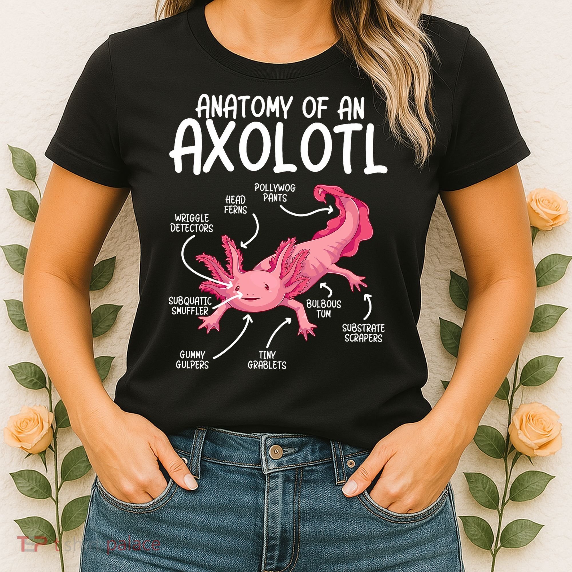 Axolotl Anatomy Of Axolotl Science Pet Axolotl Lover Women's T-Shirt