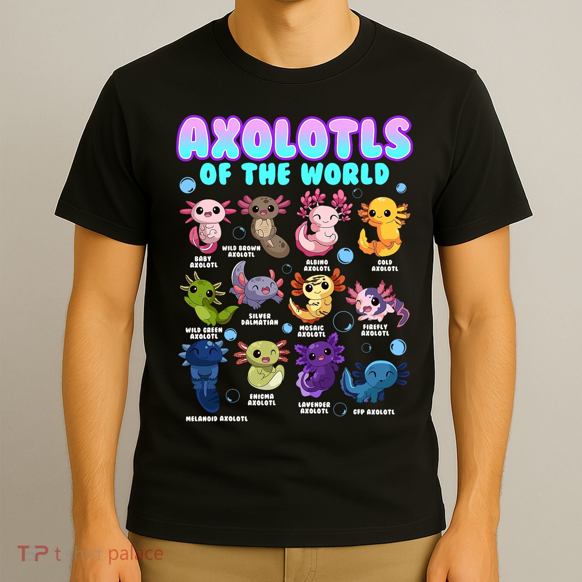 Axolotl Animals Of The World Kawaii Salamander Herpetology T-Shirt