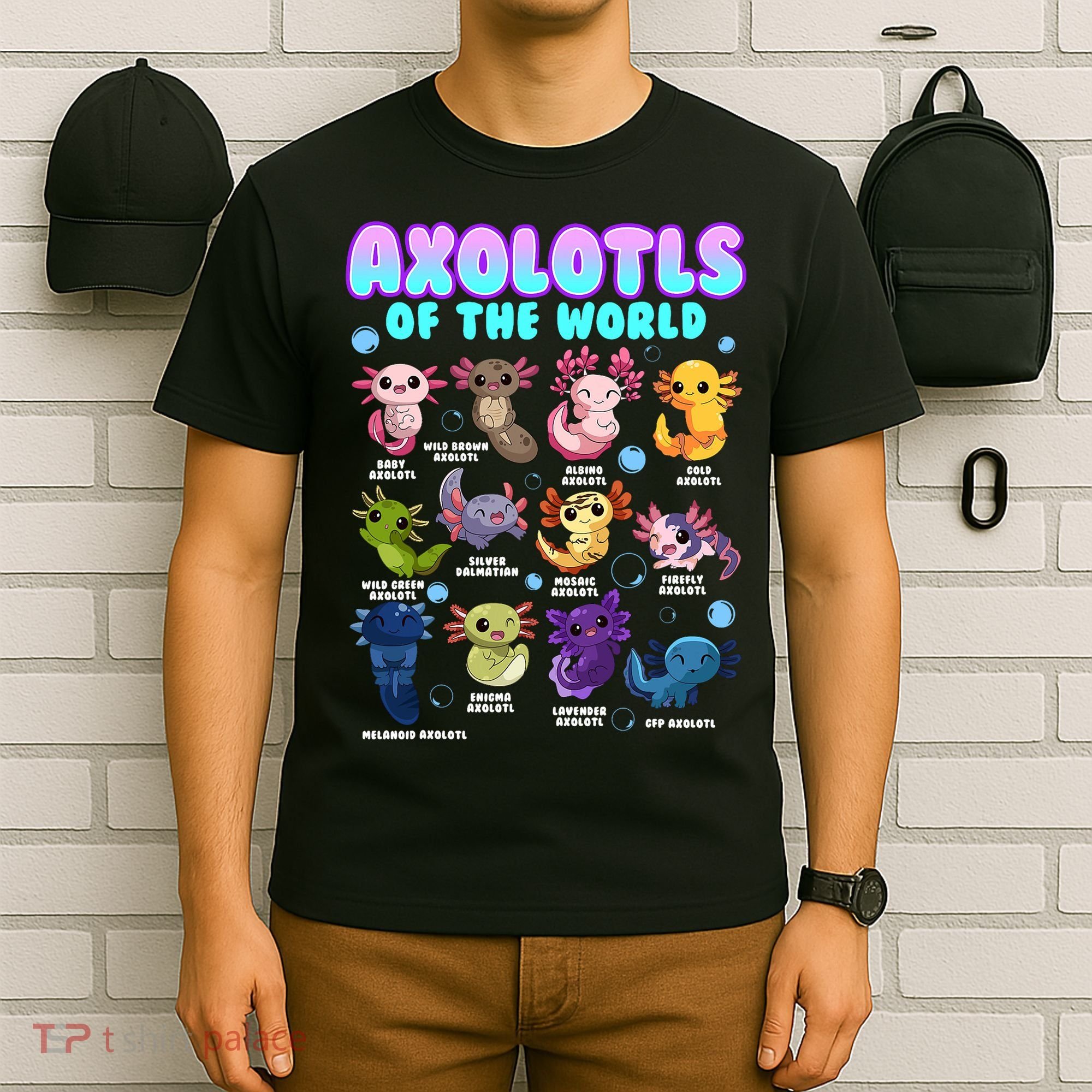 Axolotl Animals Of The World Kawaii Salamander Herpetology T-Shirt