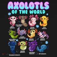 Axolotl Animals Of The World Kawaii Salamander Herpetology T-Shirt thumb 7